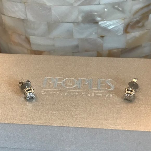 Natural Diamond 1 Carat Total Weight Studs - 14K White Gold - Picture 2 of 15